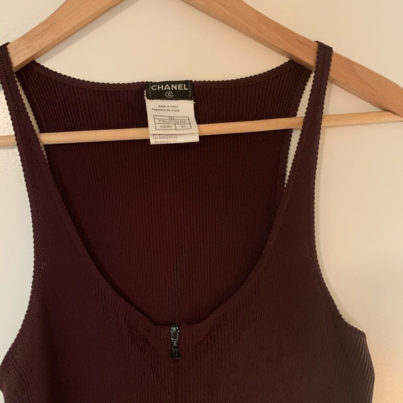 Chanel burgundy camisole/tank with double c zip - Picture 3 of 3
